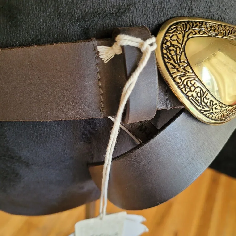 Free People Paloma Buckle Belt Color Black 100% Buff Leather Sizes M-L